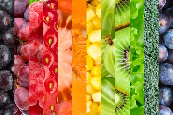 Koláž s ovocem a zeleninou — Stock fotografie