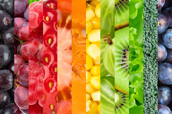 Collage with fruits and vegetables