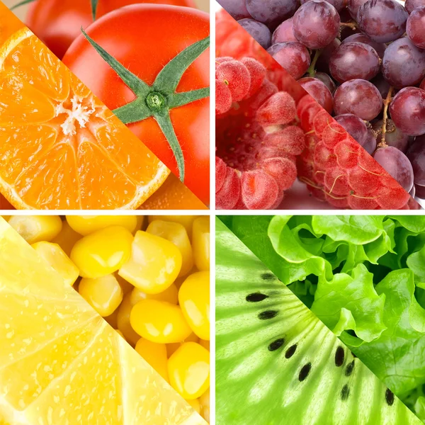 Frutas, bagas e legumes de cor fresca — Fotografia de Stock