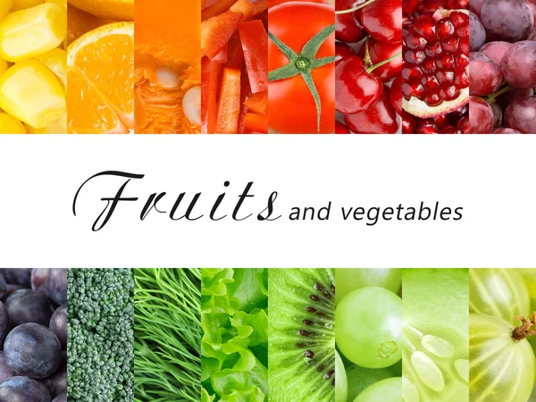 Fresh color fruits and vegetables — Stock Photo, Image