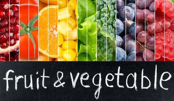 Obst und Gemüse mit frischer Farbe — Stockfoto