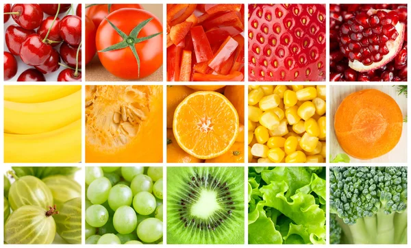 Collection with color fruits and vegetables — Stock Photo, Image