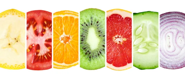 Blandad frukt och grönsak skivor — Stockfoto