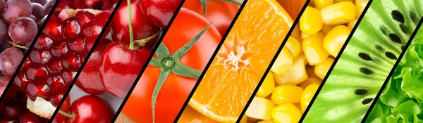 Kolekce různých druhů ovoce, plody a zelenina — Stock fotografie