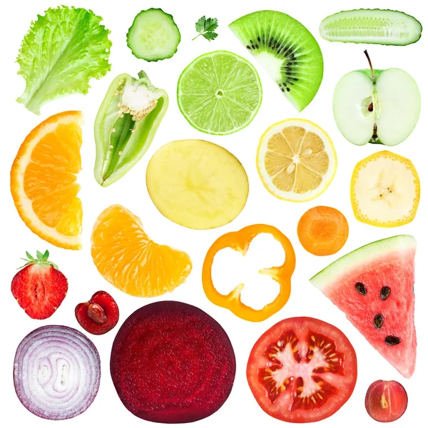 Kousky ovoce a zeleniny — Stock fotografie