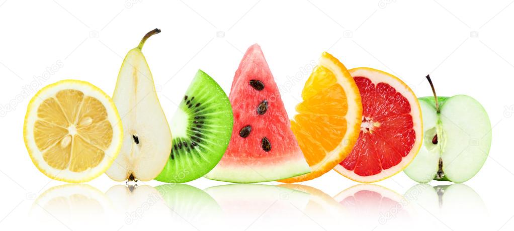 Mixed fruit on white
