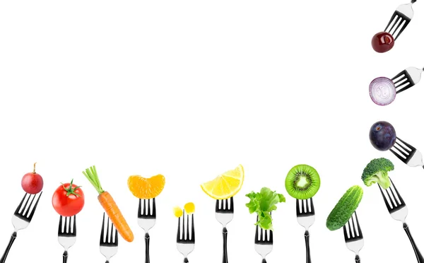 Frugt og grøntsager på gaffel - Stock-foto