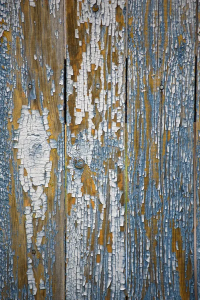 Close Background Wooden Boards Peeling Cracked Paint Time Time — Stock Photo, Image