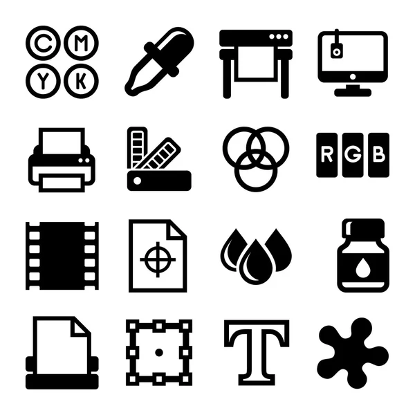 Afdrukken Icons Set op witte achtergrond. Vector — Stockvector