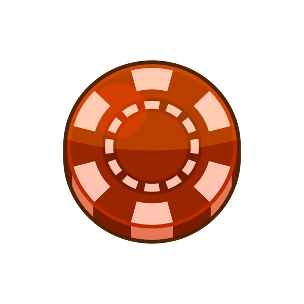 Red Casino Poker Chip aislado sobre fondo blanco. Vector — Archivo Imágenes Vectoriales