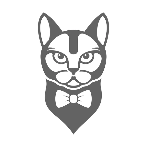 Portrait of Hipster Cat with Bow Tie Isolated on White Background. Vector — Stock Vector