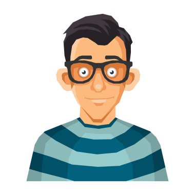 Bilgisayar Geek gözlük yüzüne. Vektör