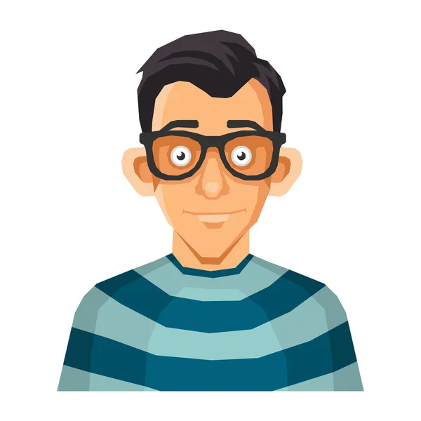 Cara de friki de la computadora en gafas. Vector — Archivo Imágenes Vectoriales