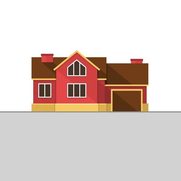 Fachada clássica da casa inglesa. Red Brick Home. Vetor — Vetor de Stock