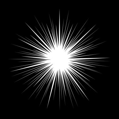 Klasik tarzı Retro yıldız patlaması siyah arka plan üzerine. Vintage vektör