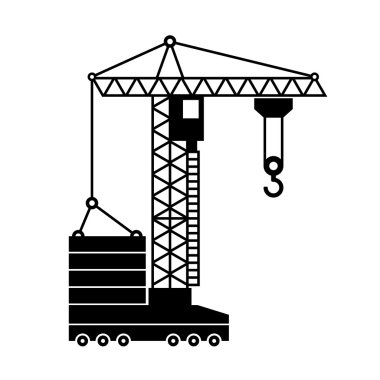 Kule Vinç simge içinde beyaz geçmiş. Vektör