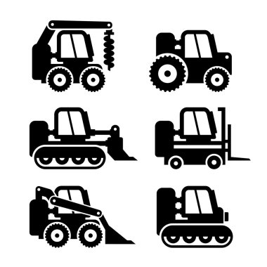 Bobcat makine Icons Set. Vektör