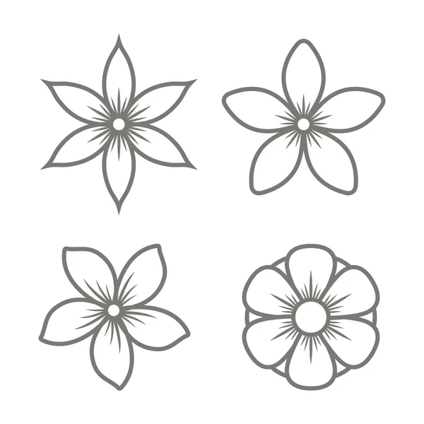 Iconos de flores de jazmín sobre fondo blanco. Vector — Vector de stock