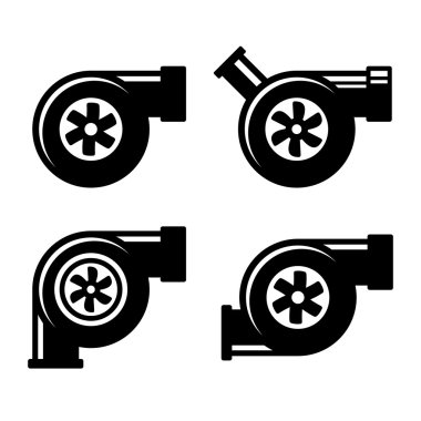 Turbocharger Icons Set Isolated on a White Background. Vector clipart