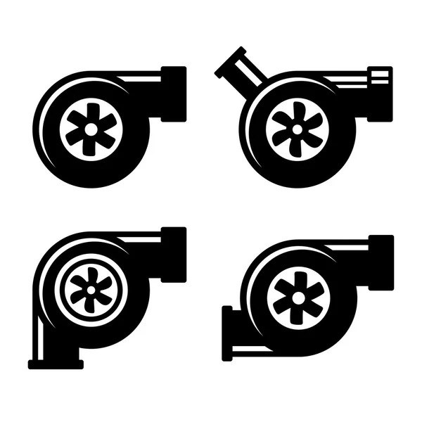 Turbocompressore Icone Set isolato su sfondo bianco. Vettore — Vettoriale Stock