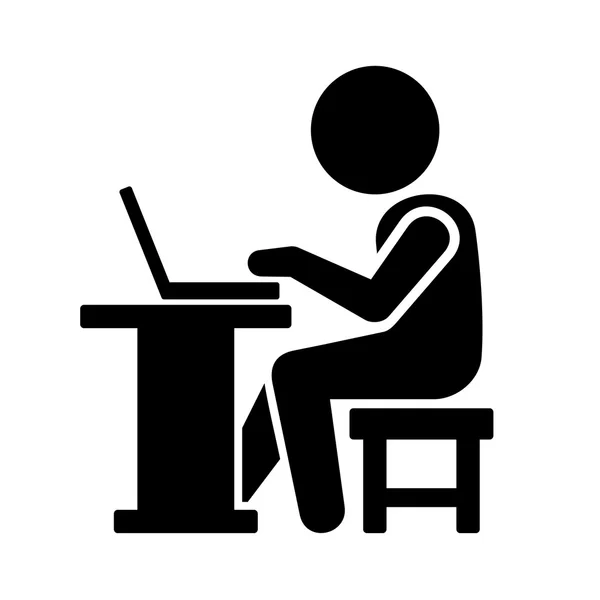 Pictogram zakenman werken op de computer. vector — Stockvector