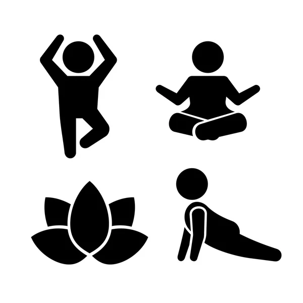 La meditación del yoga plantea el sistema de los iconos. Vector — Vector de stock