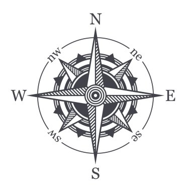 Wind Rose or Compass Icon on White Background. Vector clipart
