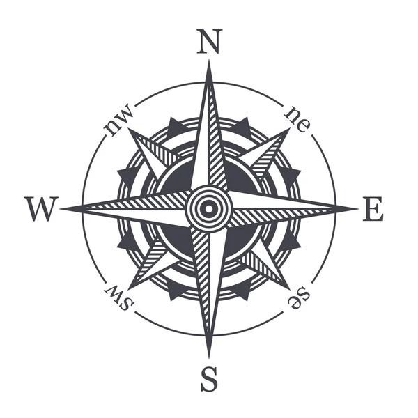 Wind Rose or Compass Icon on White Background. Vector — Stock Vector