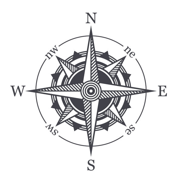 Wind Rose or Compass Icon on White Background. Vector