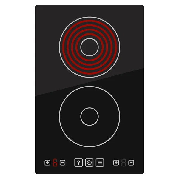 Kitchen Electric hob with ceramic surface and touch control panel — Stock Vector