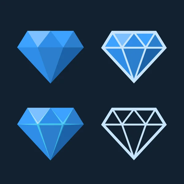 Diamond Icons Set. Logo in stile piatto. Vettore — Vettoriale Stock
