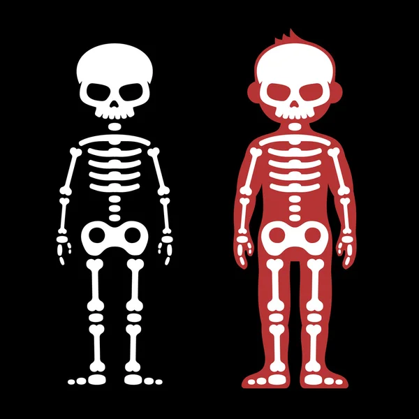 Skeletons Human Bones Set. Cartoon Style. Vector — Stock Vector