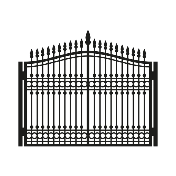フェンスの錬鉄のゲート。古いスタイルのドア。ベクトル — ストックベクタ