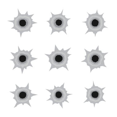 Kurşun delikleri beyaz arka planda Icons Set. Vektör