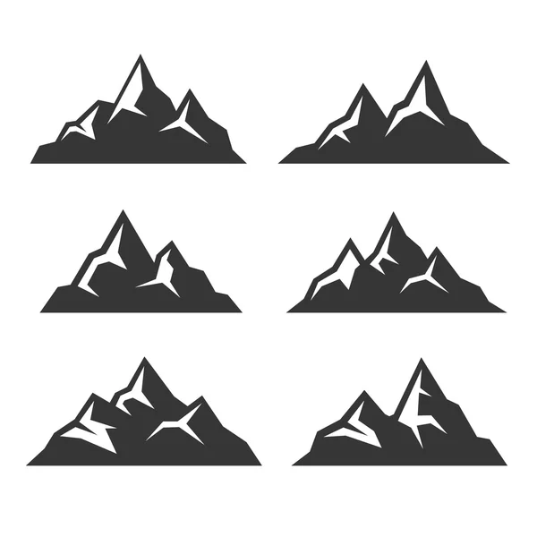 Ícones da montanha em fundo branco. Vetor — Vetor de Stock