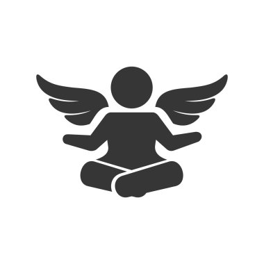 Melek siluet Logo. Kanatları işareti olan adam. Vektör