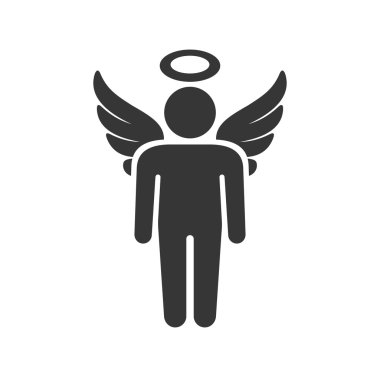 Melek siluet Logo. Kanatları işareti olan adam. Vektör