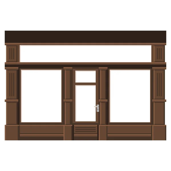 Shopfront con ventanas blancas en blanco. Tienda de Madera Fachada. Vector . — Archivo Imágenes Vectoriales