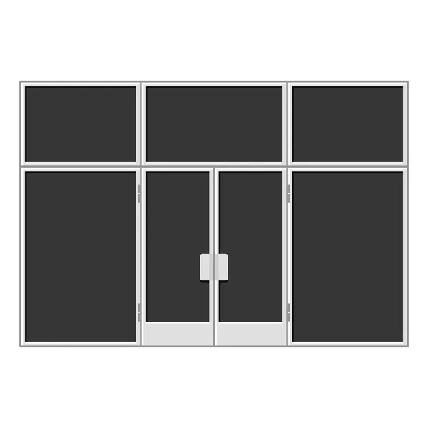 Weiße Ladenfront mit großen schwarzen Schaufenstern. Vektor — Stockvektor