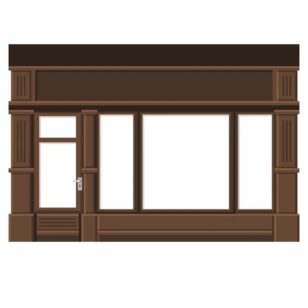 Shopfront with White Blank Windows. Wood Store Facade. Vector. — Stock Vector