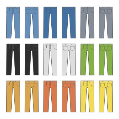 Denim Jeans farklı Set renkler. Vektör