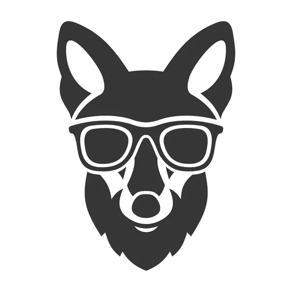 Hipster Red Fox Face in Glasses. Vetor — Vetor de Stock