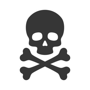 Beyaz Arkaplanda Kurukafa ve Çapraz Kemik Simgesi. Vektör