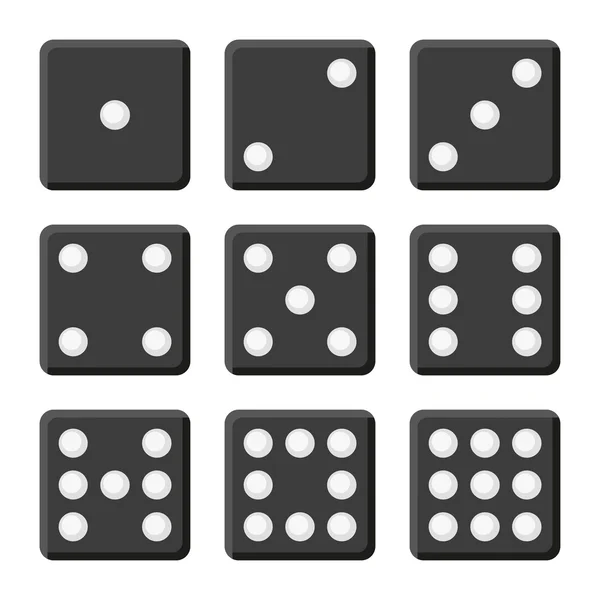 Black Dice Set på vit bakgrund. Vektor — Stock vektor