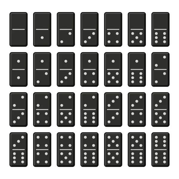 Black Domino Bones Conjunto completo em fundo branco. Vetor — Vetor de Stock