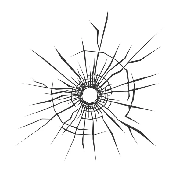 Opsommingsteken gat in glas. Witte achtergrond. Vector — Stockvector