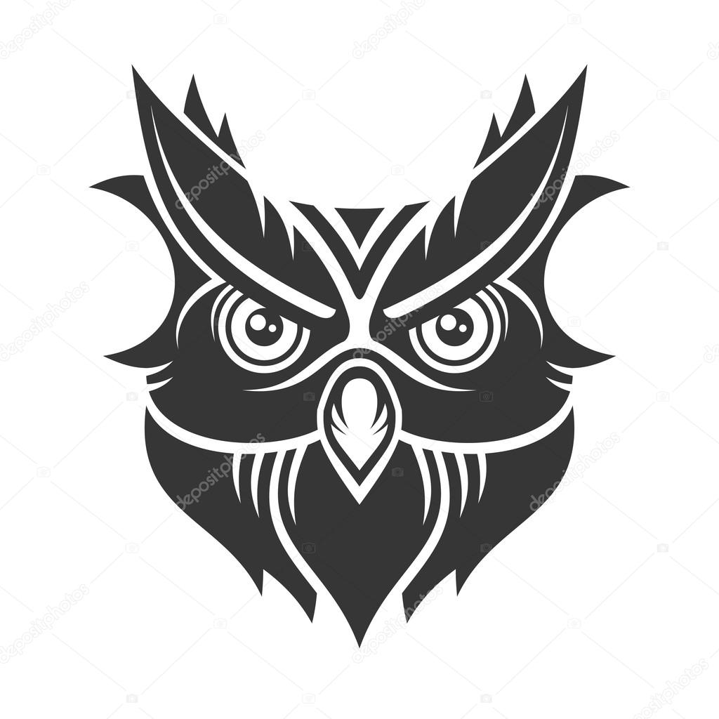 Owl. Hipster Simple Style Logo on White Background. Vector Illustration