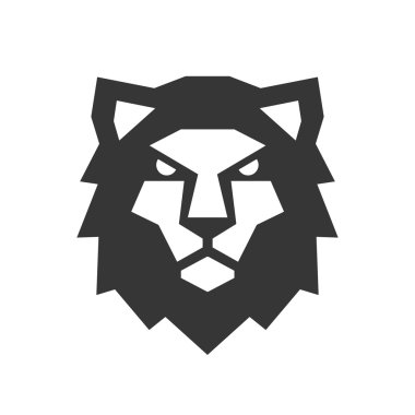 Aslan logosu beyaz arka plan üzerinde kafa. Vektör