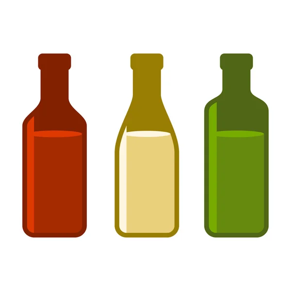 Colores Botellas de vino Set sobre fondo blanco. Vector — Vector de stock