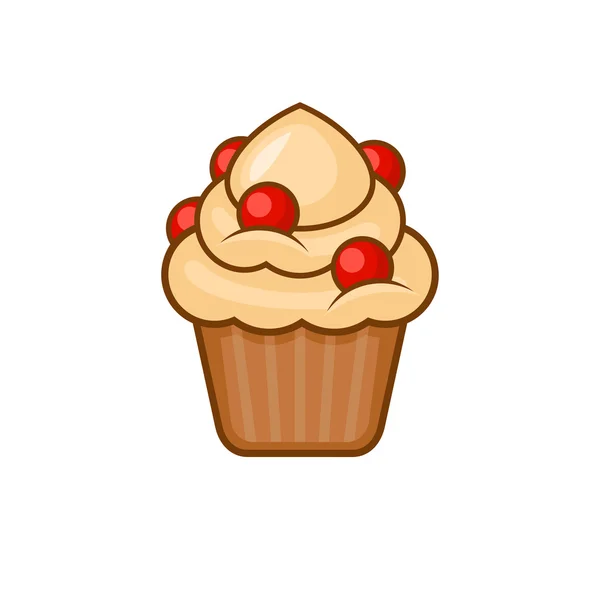 Muffin icoon. Cupcake op witte achtergrond. Vector — Stockvector